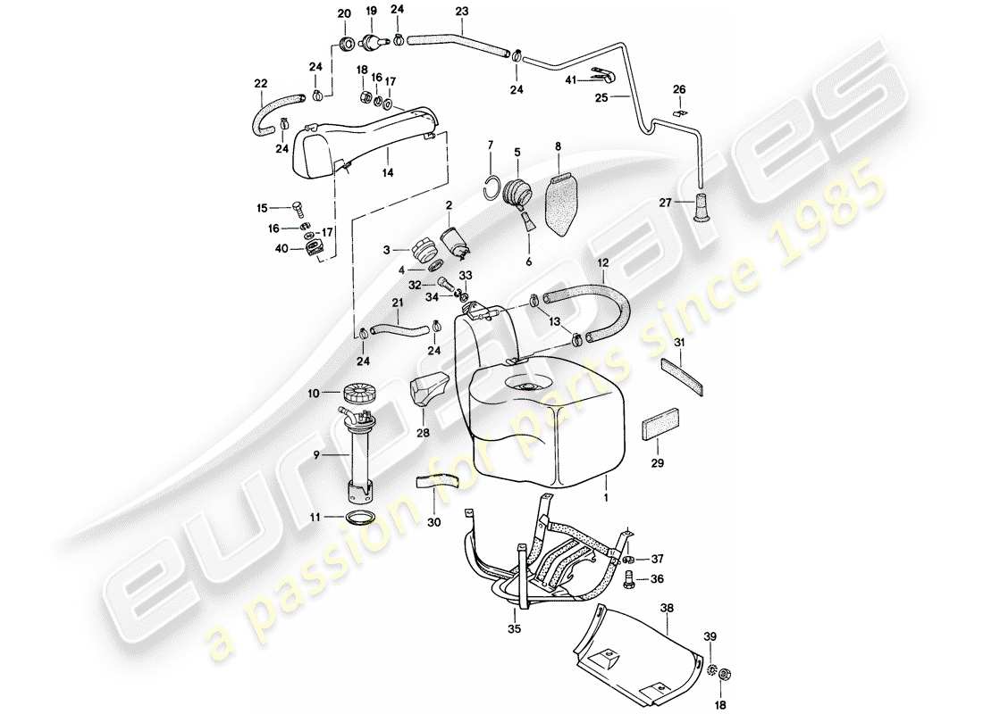 porsche 1983 (928) serbatoio carburante - contenitore diagramma delle parti