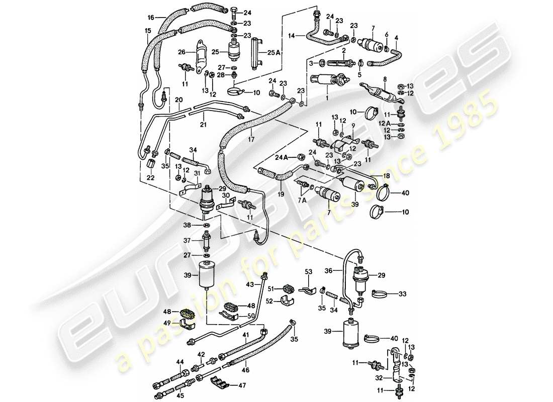 porsche 1982 (928) sistema di alimentazione carburante diagramma delle parti