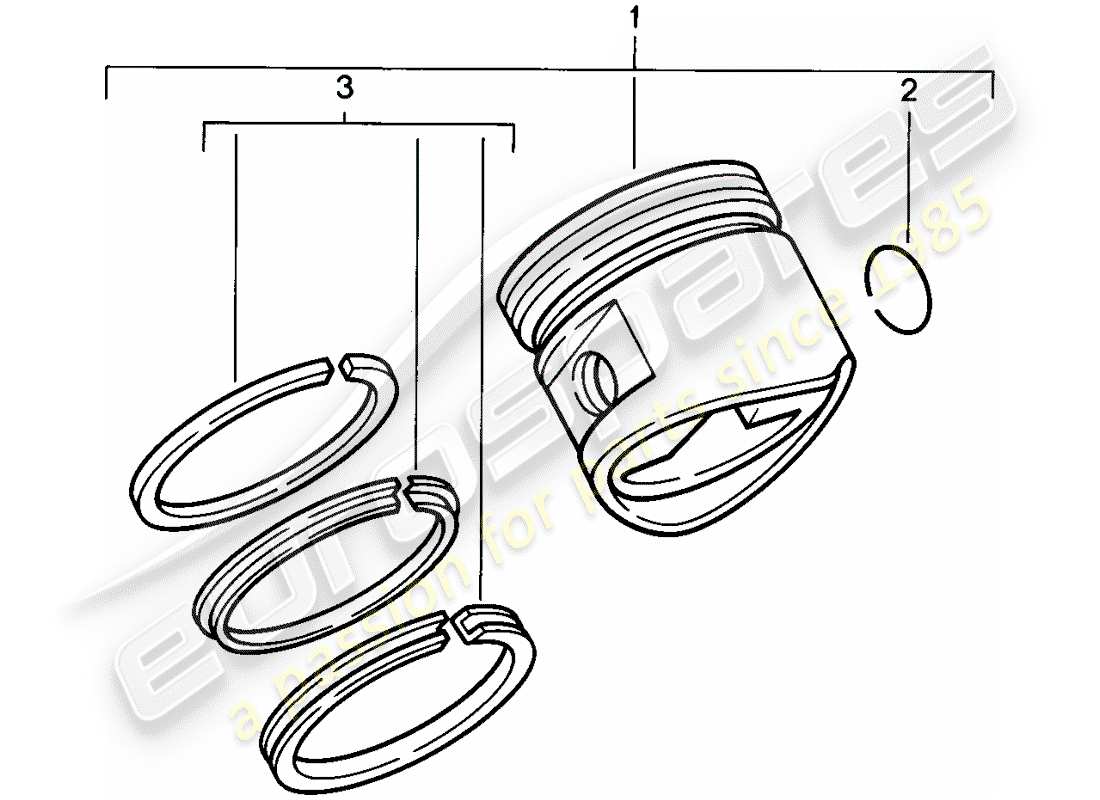 porsche 1982 (928) pistone - segmenti pistone diagramma delle parti