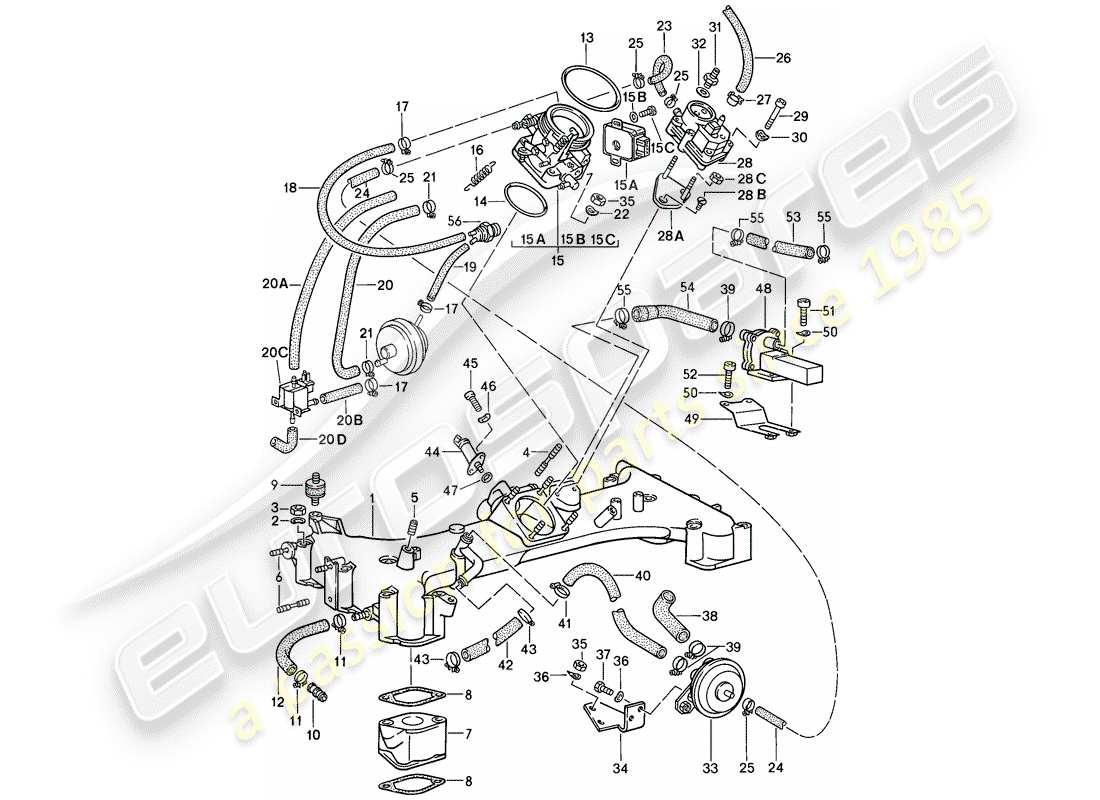 porsche 1985 (911) per - k-jetronic i diagramma delle parti