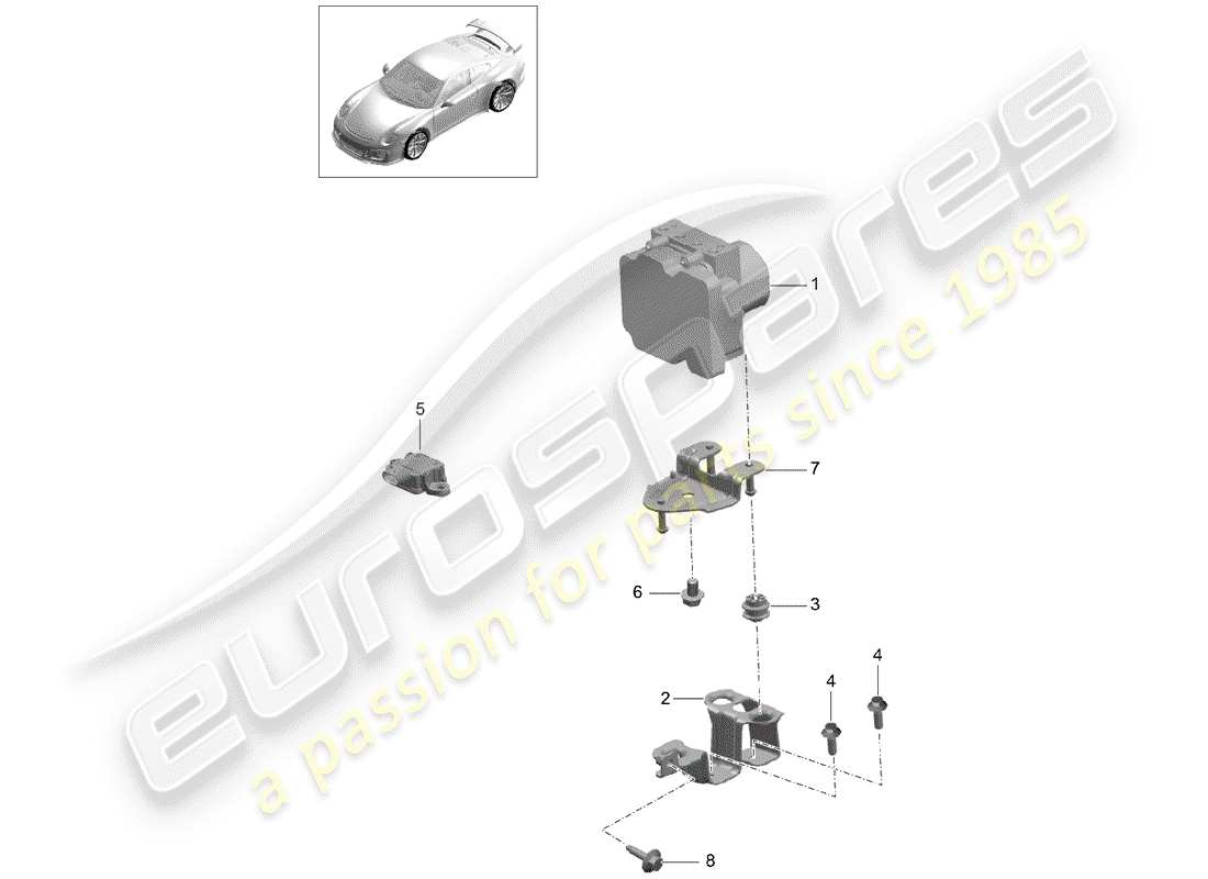 porsche 991r/gt3/rs (2014) unità idraulica diagramma delle parti