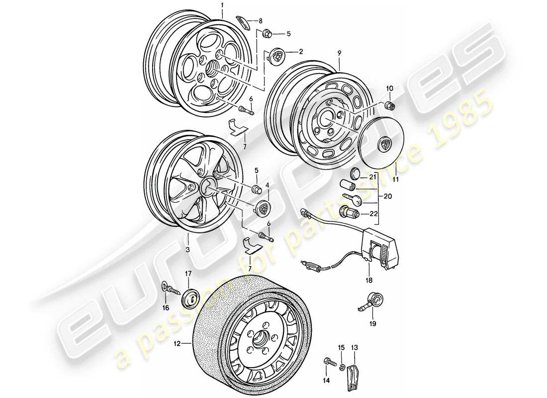 porsche 1986 (944) ruota a disco - d >> - mj 1986 schema delle parti