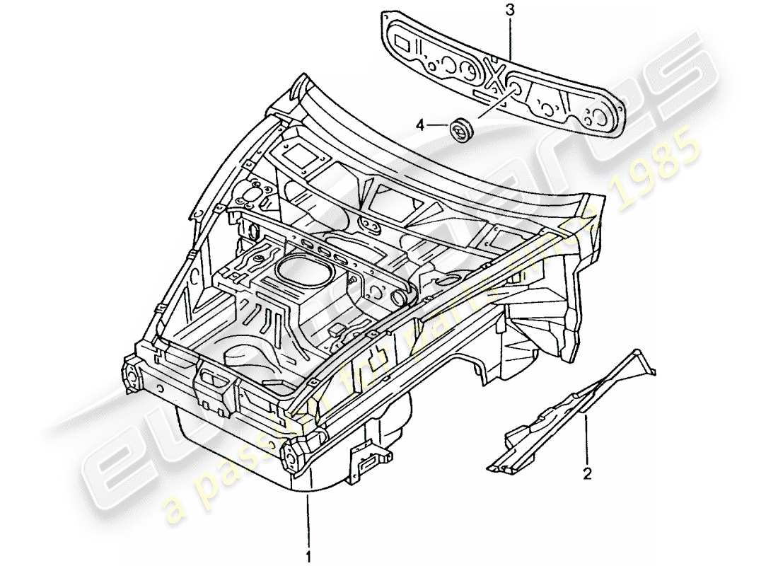 porsche 2003 (996 turbo / gt2) schema delle parti frontale