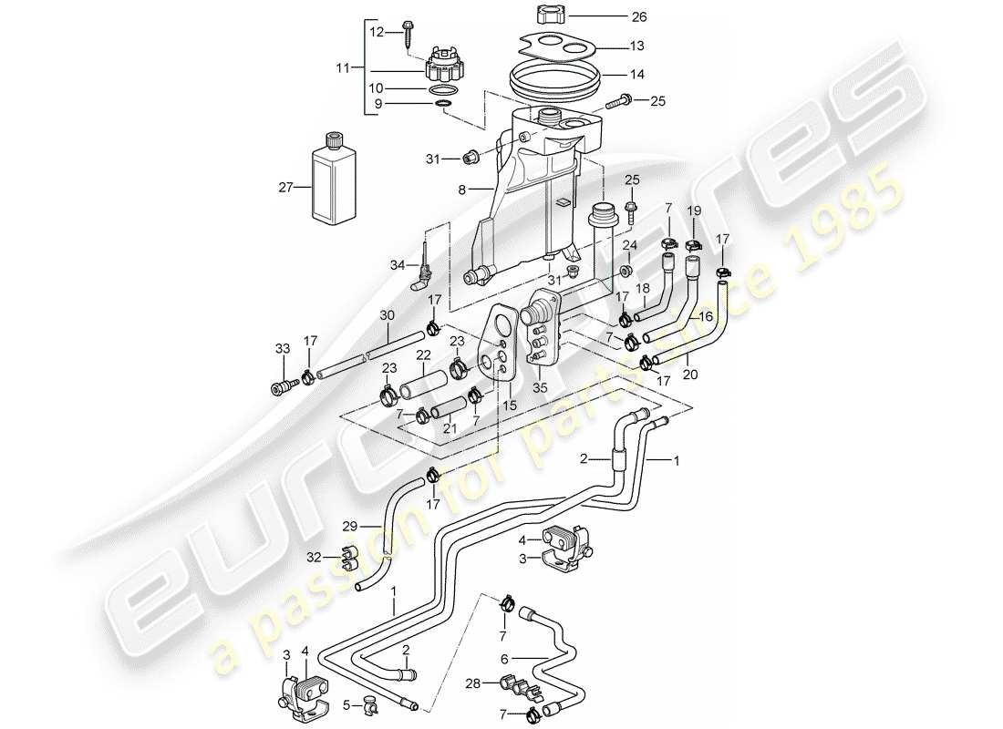 porsche 2000 (986 boxster) raffreddamento ad acqua diagramma delle parti