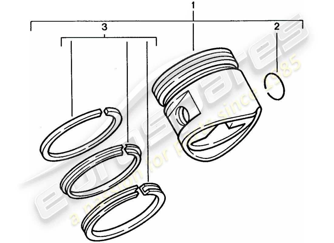 porsche 1993 (928) pistone - segmenti pistone diagramma delle parti
