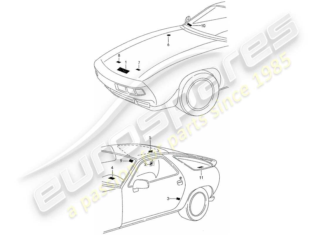 porsche 1990 (928) segnali/avvisi diagramma delle parti
