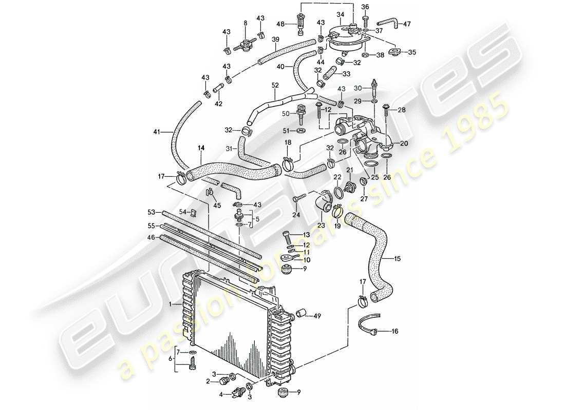 porsche 1990 (928) raffreddamento ad acqua 1 diagramma delle parti