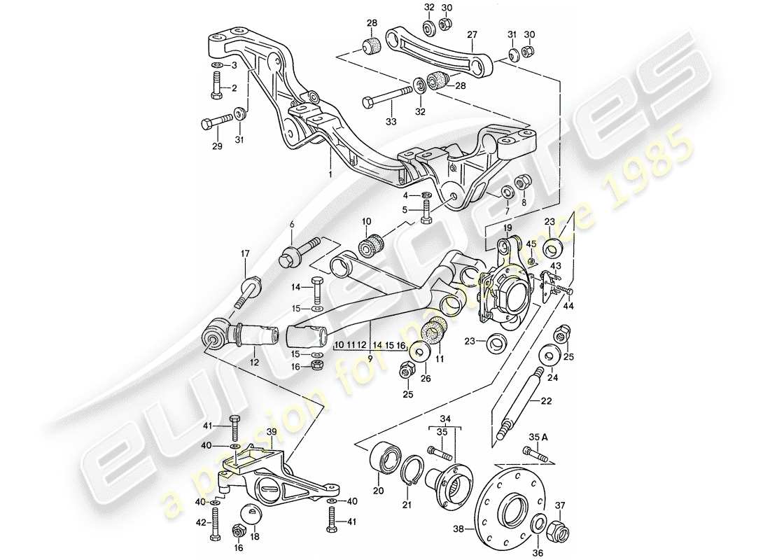porsche 1990 (928) asse posteriore diagramma delle parti