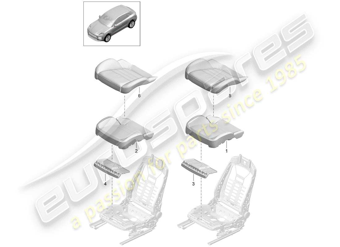 porsche 2019 (macan) parte in schiuma diagramma delle parti