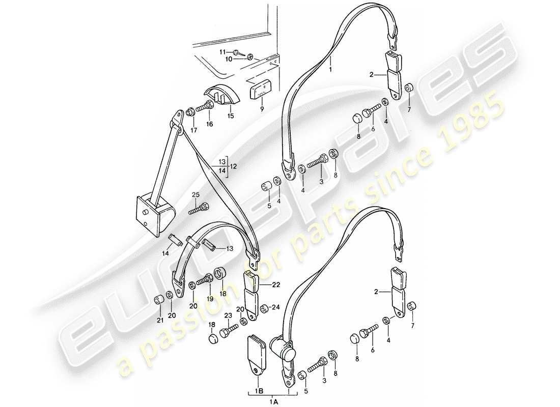 porsche 1995 (968) cintura di sicurezza diagramma delle parti