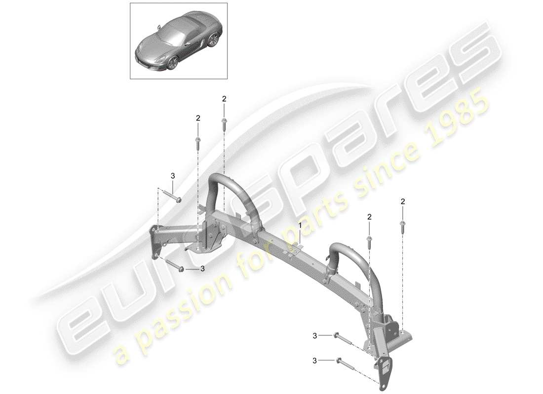 porsche 2015 (981 boxster) diagramma delle parti del roll bar