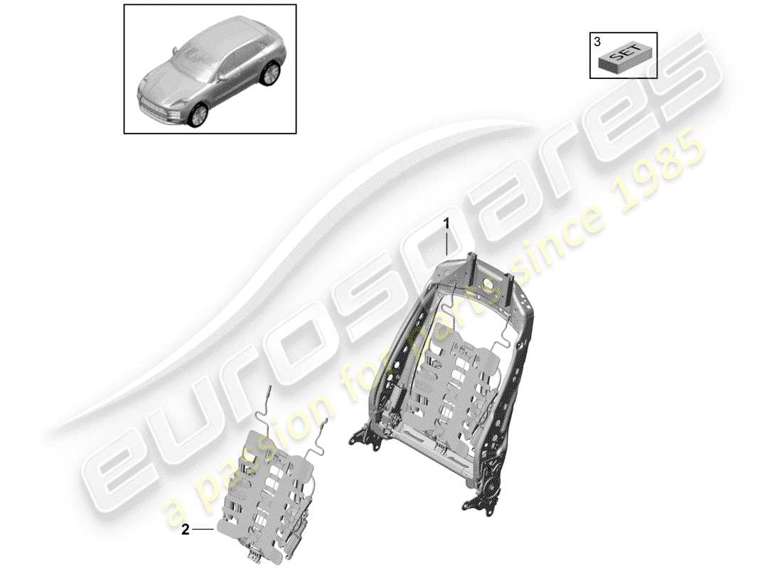 porsche 2019 (macan) telaio - schienale diagramma delle parti