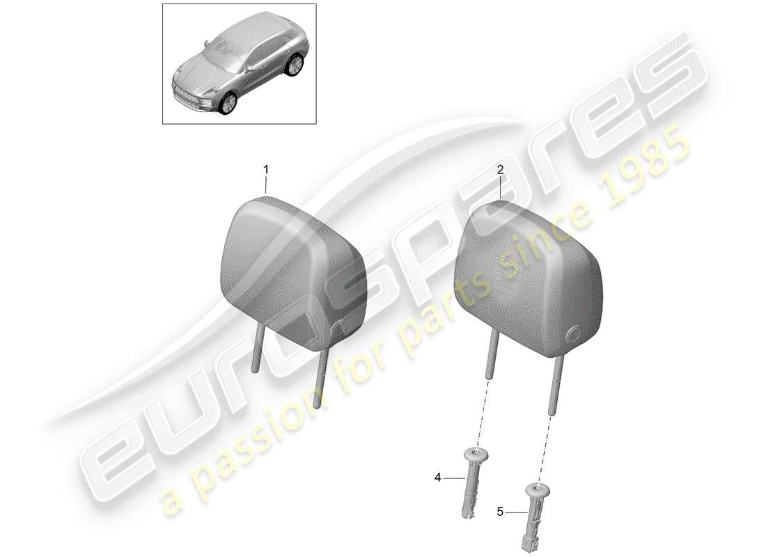 porsche 2019 (macan) poggiatesta diagramma delle parti