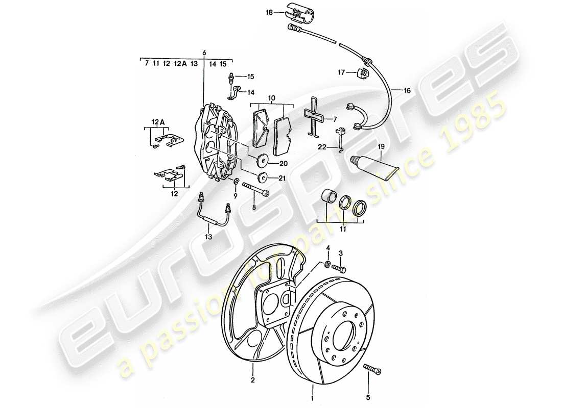 porsche 1990 (928) freni a disco - vedi informazioni tecniche - gr.4 nr. 1/89 diagramma delle parti