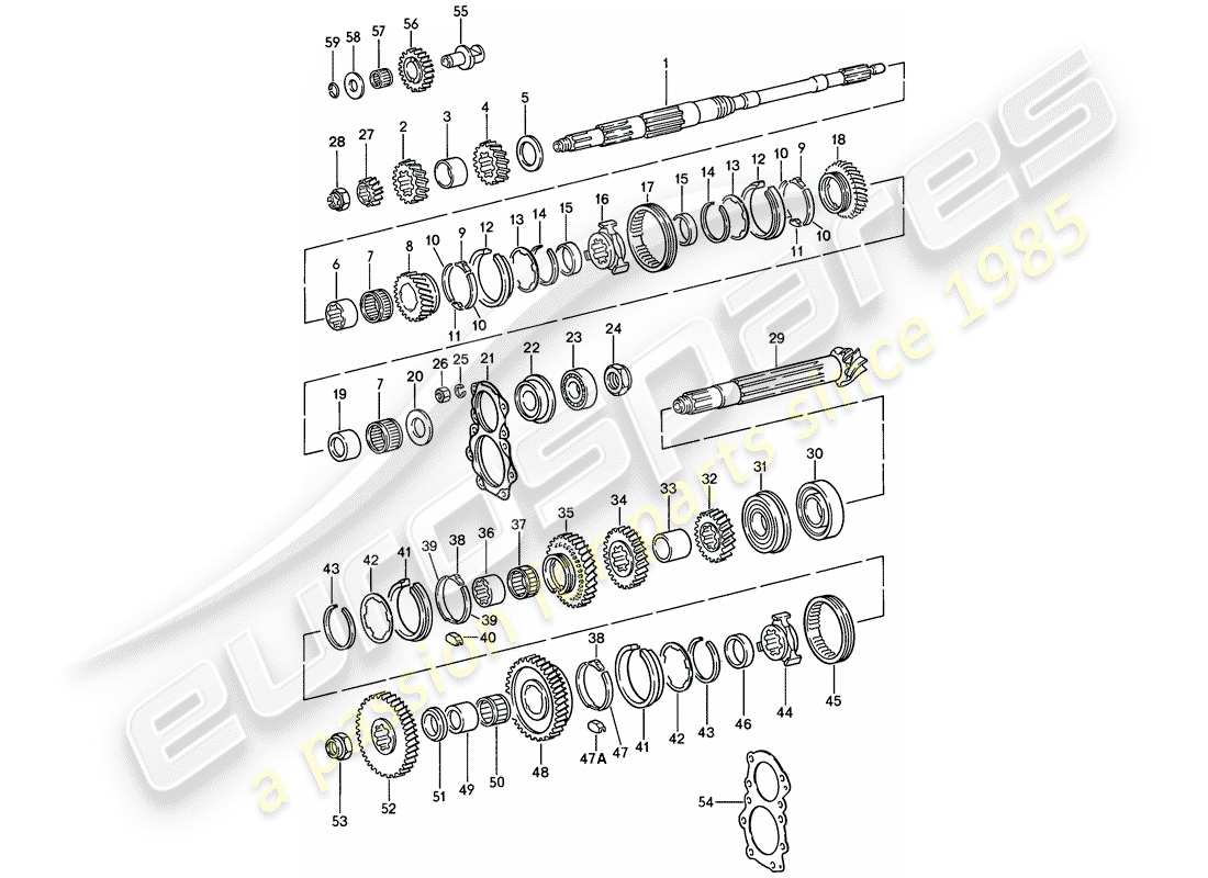 porsche 1984 (911) ingranaggi e alberi - 4-speed diagramma delle parti