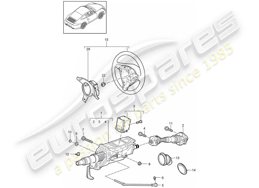 porsche 2013 (997-2 turbo / gt2 rs) tubo di protezione sterzo schema delle parti