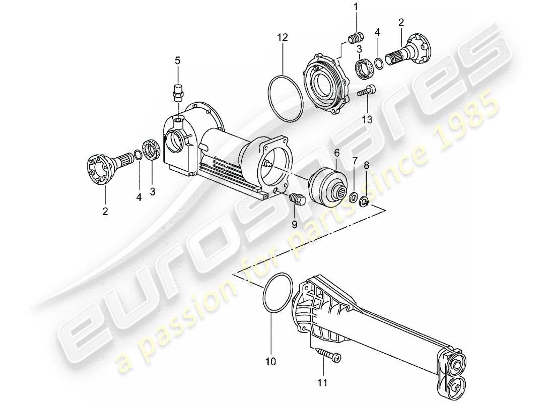 porsche 2003 (996 turbo / gt2) differenziale assale anteriore - frizione viscosa - parti singole schema delle parti