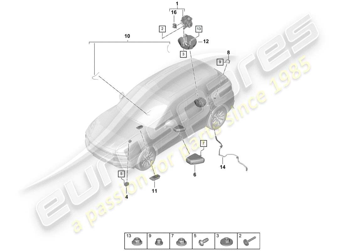 porsche 2020 (cayenne e3 9ya/9yb) diagramma delle parti del compressore