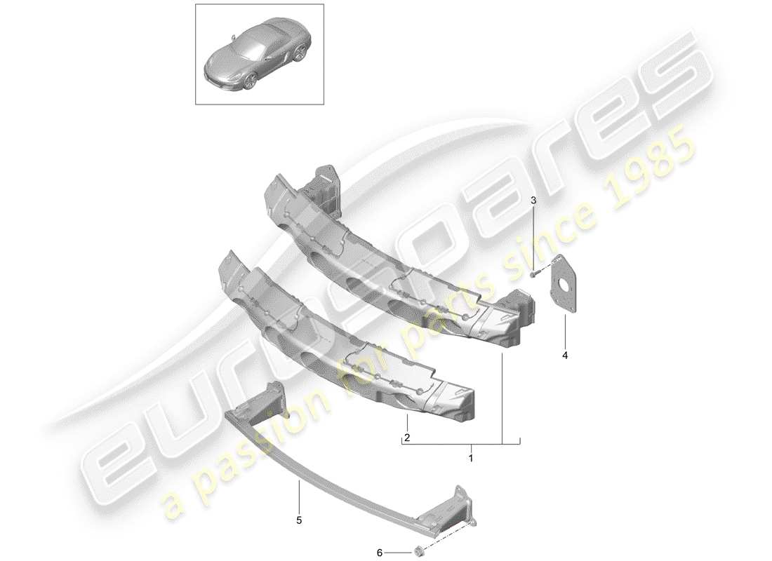 porsche 2016 (981 boxster) staffa paraurti diagramma delle parti