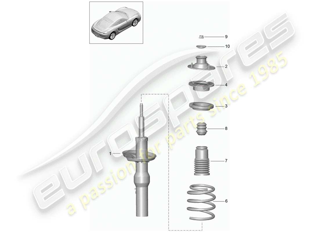 porsche 2015 (981 cayman) ammortizzatore diagramma delle parti