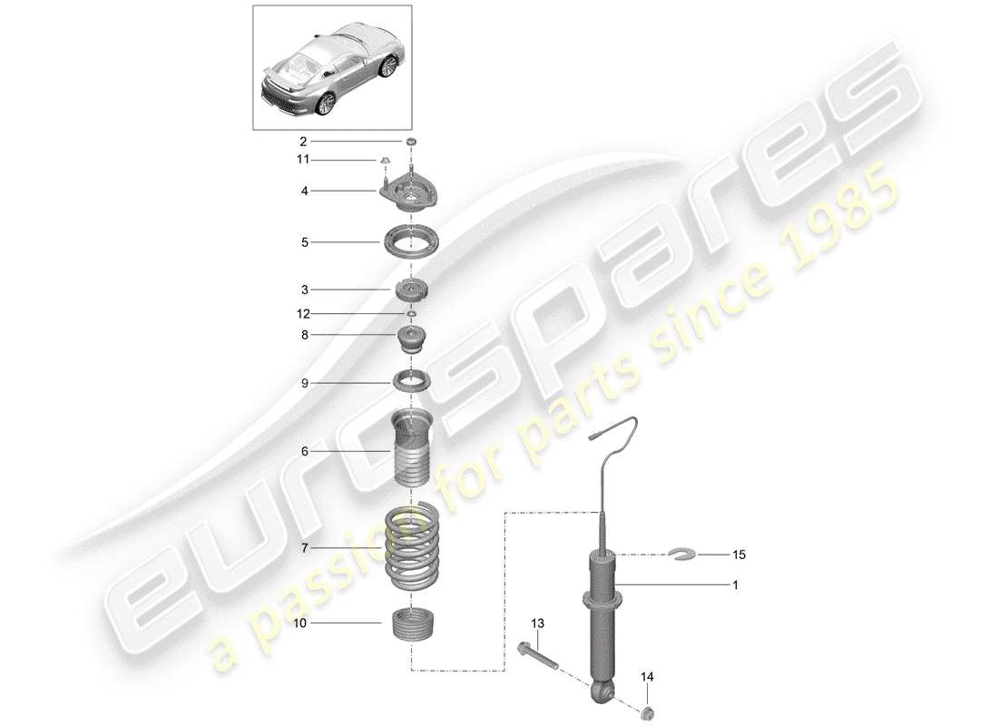 porsche 991r/gt3/rs (2020) schema delle parti ammortizzatore