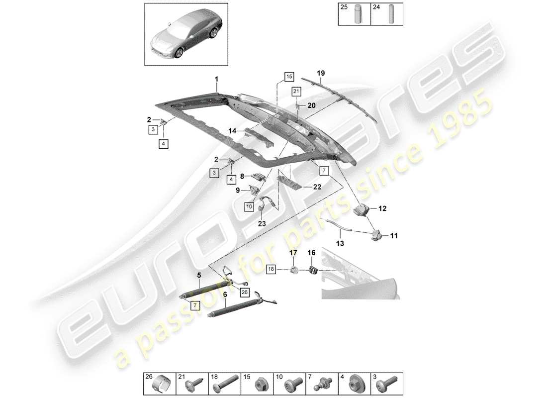 porsche 2020 (panamera 971-1) coperchio baule posteriore diagramma delle parti