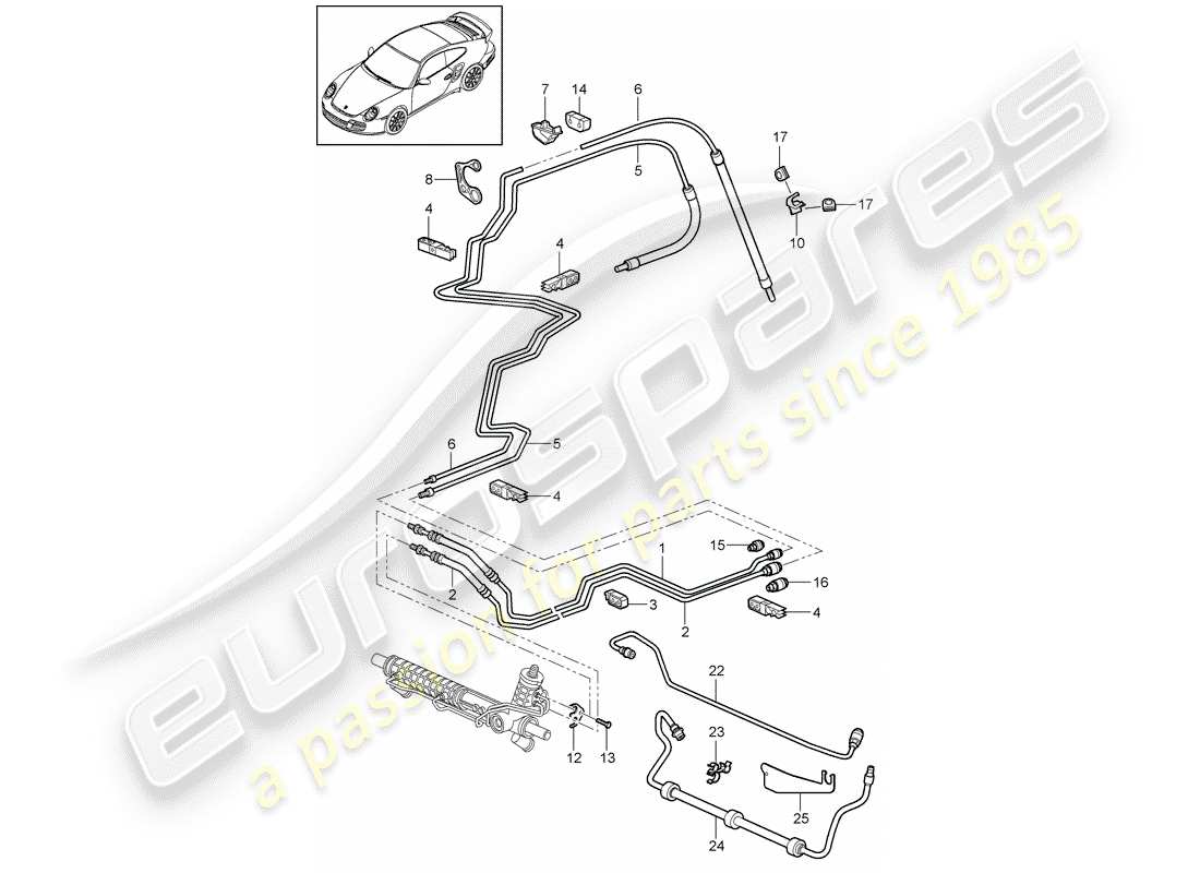 porsche 2012 (997-2 turbo / gt2 rs) servosterzo diagramma delle parti