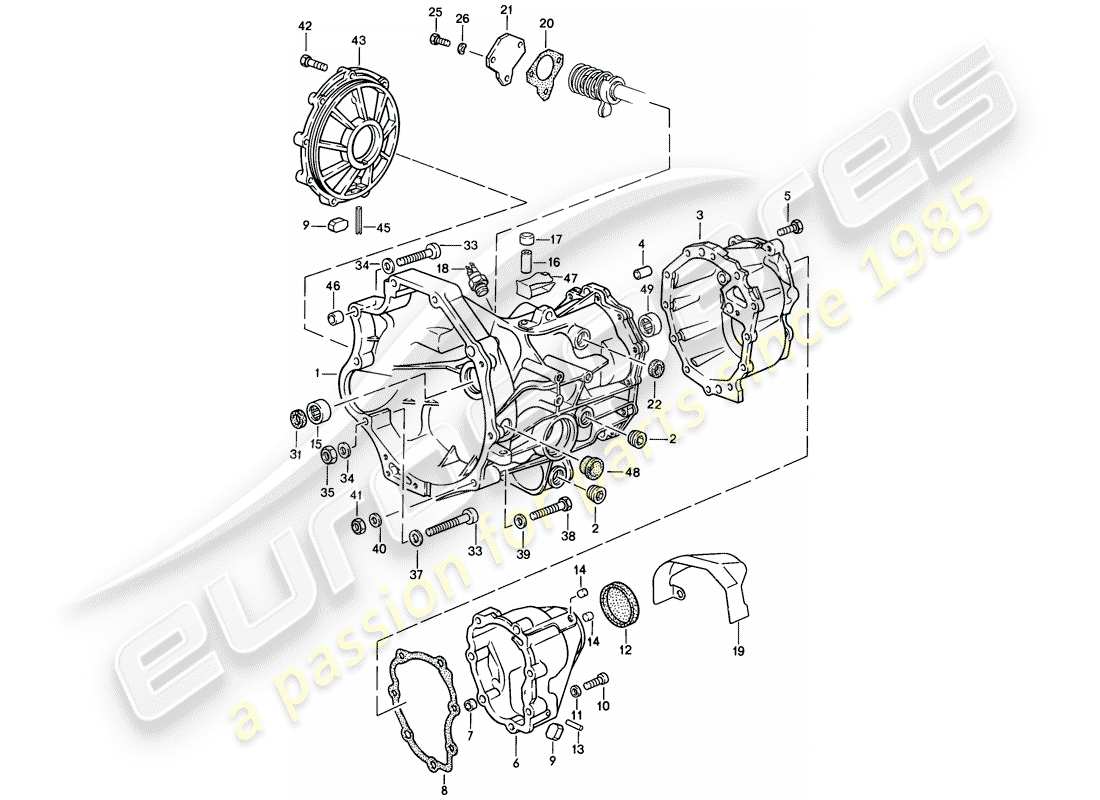 porsche 1986 (944) trasmissione di ricambio - scatola trasmissione - cambio manuale schema delle parti