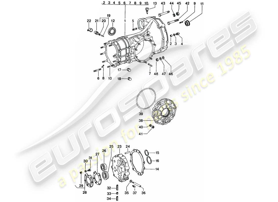 porsche 1976 (914) trasmissione di ricambio - cassa trasmissione diagramma delle parti