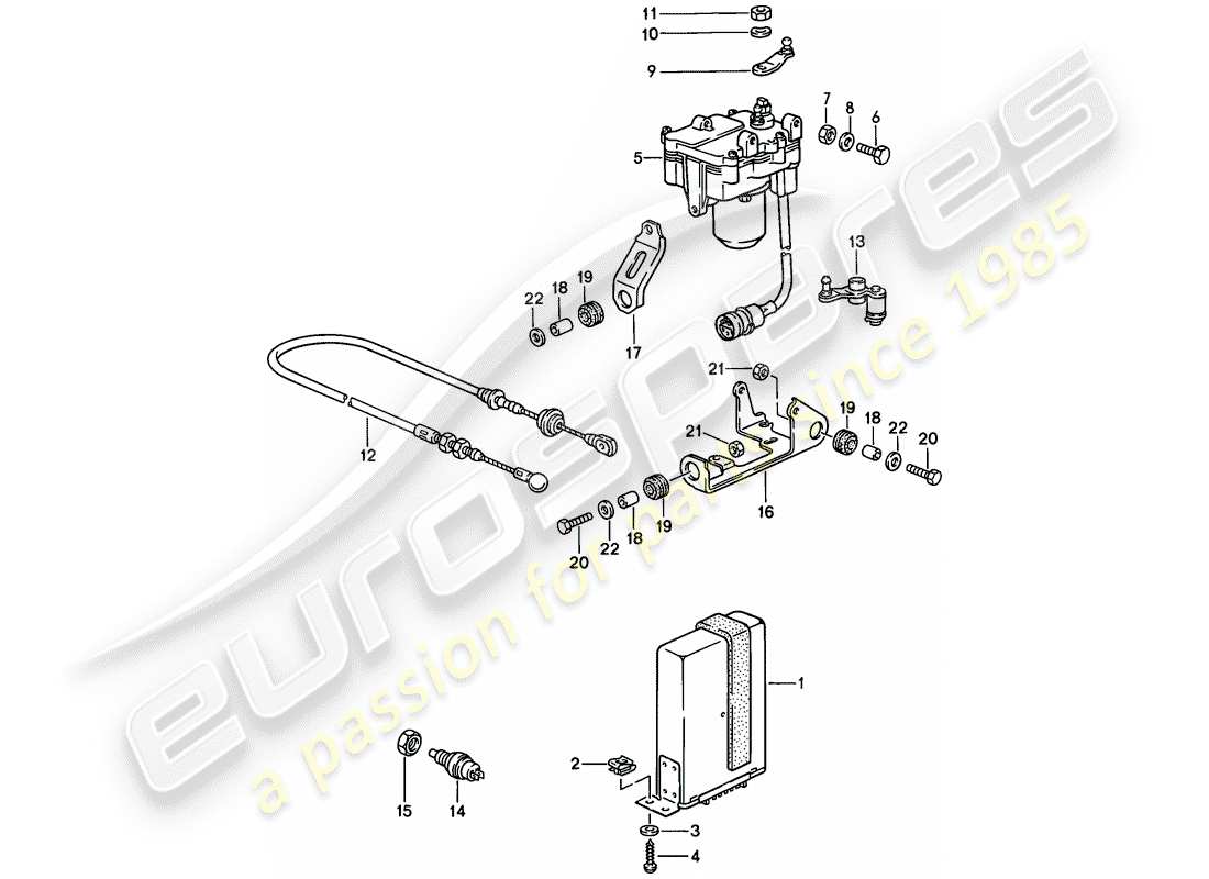 porsche 1987 (924s) schema delle parti del sistema di controllo della velocità di crociera
