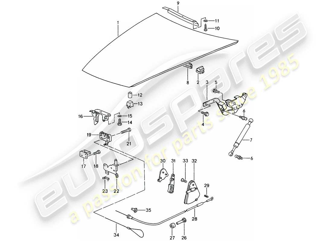 porsche 1994 (968) coperchio - attuatore diagramma delle parti