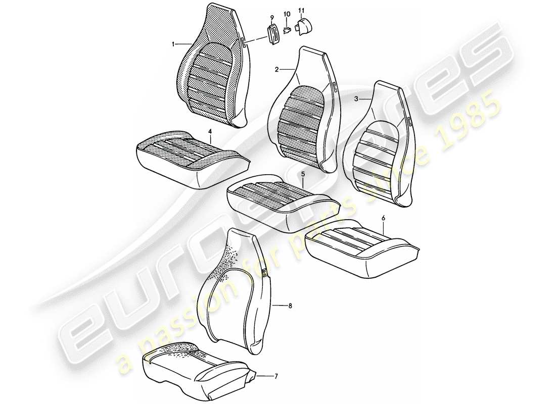 porsche 1985 (911) sedile anteriore - copertura - d - mj 1985>> schema delle parti
