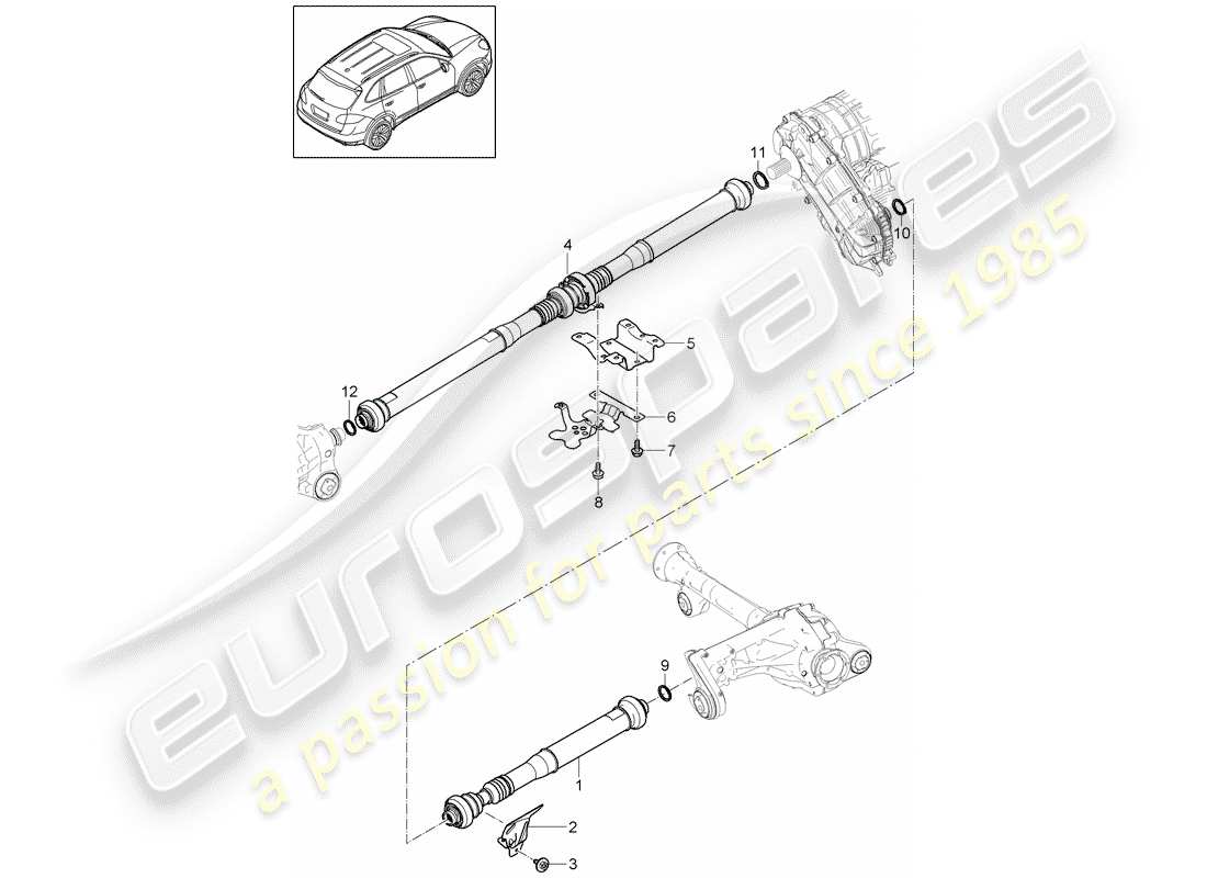porsche 2014 (cayenne e2 92a) schema delle parti dell'albero dell'elica