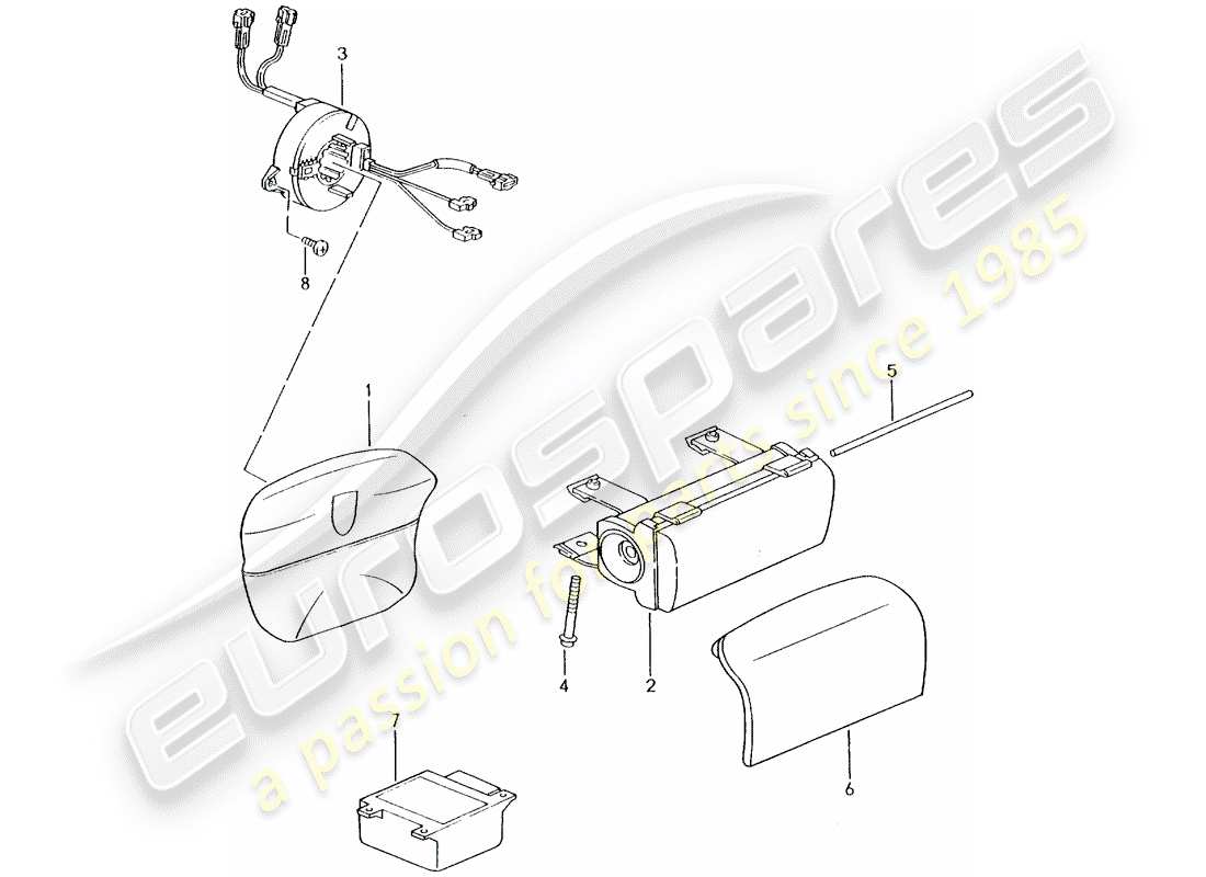 porsche 2005 (996 turbo / gt2) airbag diagramma delle parti