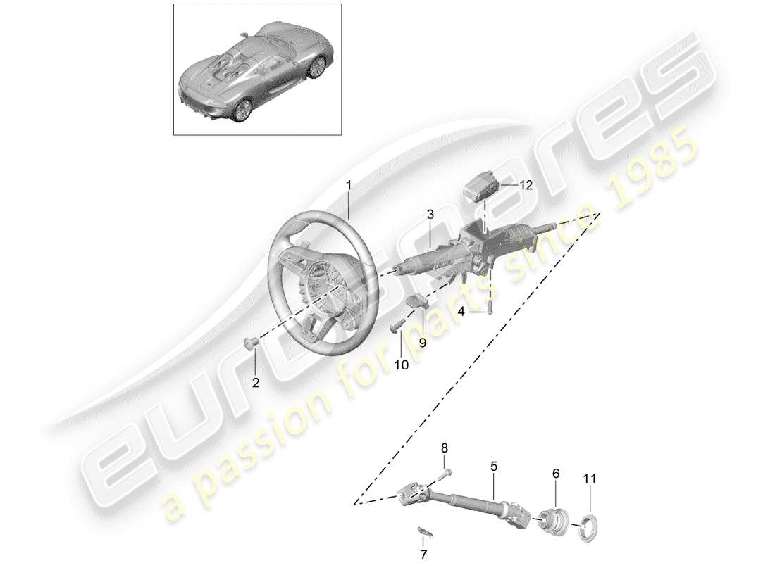 porsche 2015 (918 spyder) volanti diagramma delle parti