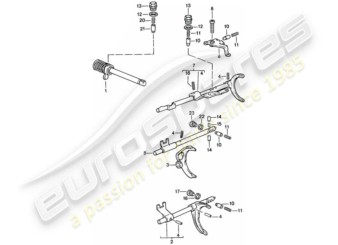 porsche 1988 (944) controllo trasmissione - - cambio manuale diagramma delle parti
