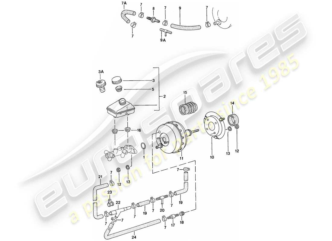 porsche 1979 (924) serbatoio - servofreno diagramma delle parti