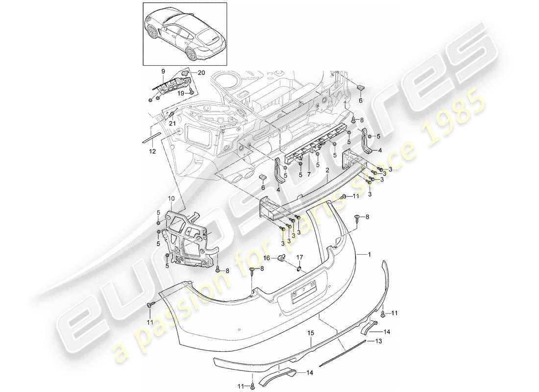 porsche 2015 (panamera 970) paraurti diagramma delle parti