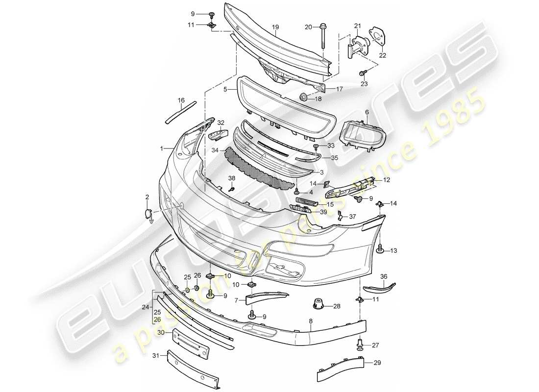 porsche 2011 (997-2 gt3) paraurti diagramma delle parti