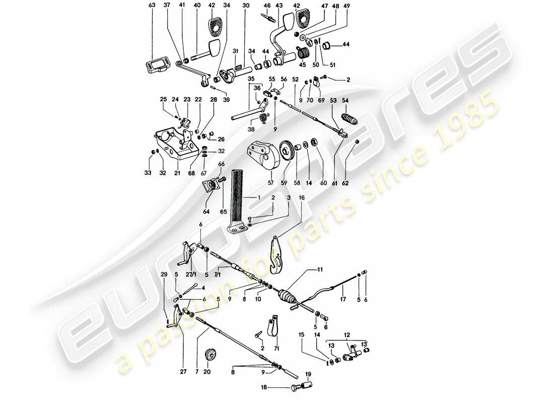 porsche 1976 (914) pedali - per veicoli con - cambio manuale schema delle parti
