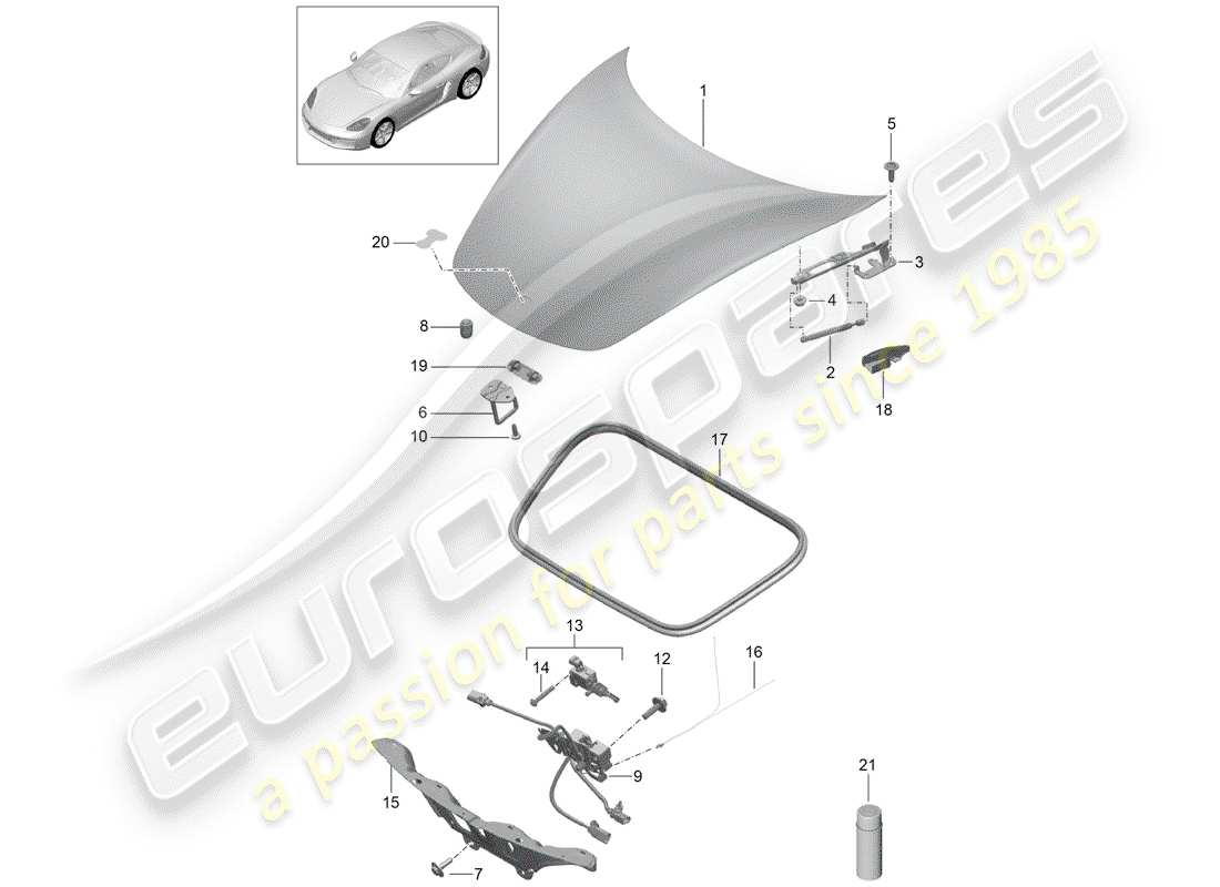 porsche 2017 (718 cayman) copertina diagramma delle parti