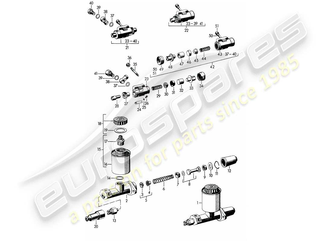 porsche 1963 (356b/356c) cilindro freno ruota - cilindro maestro freno schema delle parti