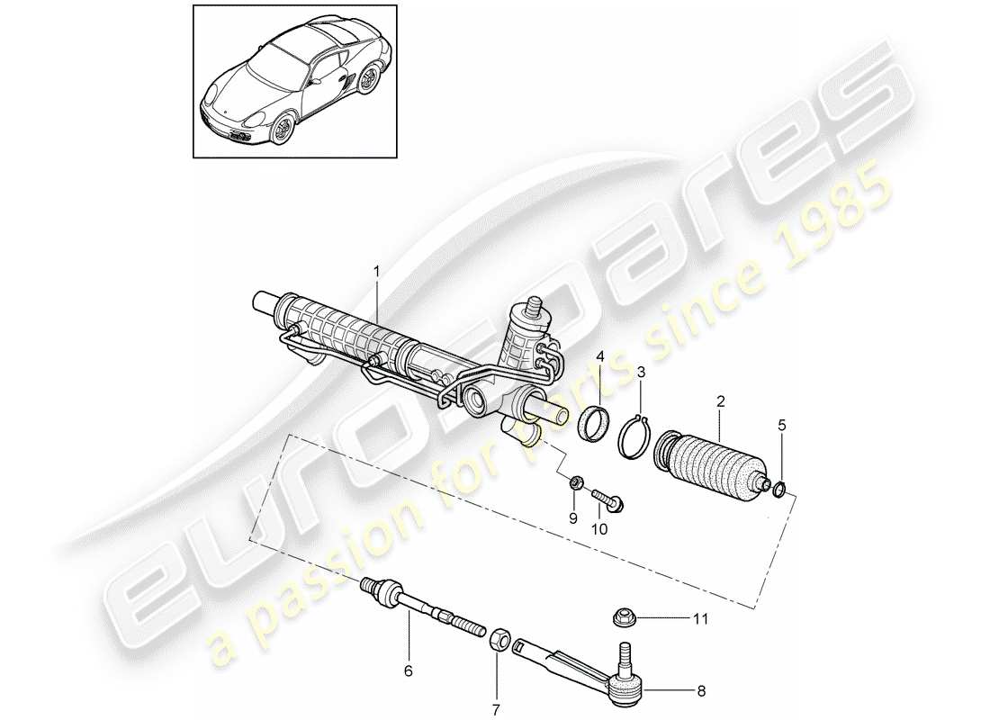 porsche 2011 (987 cayman) servosterzo diagramma delle parti