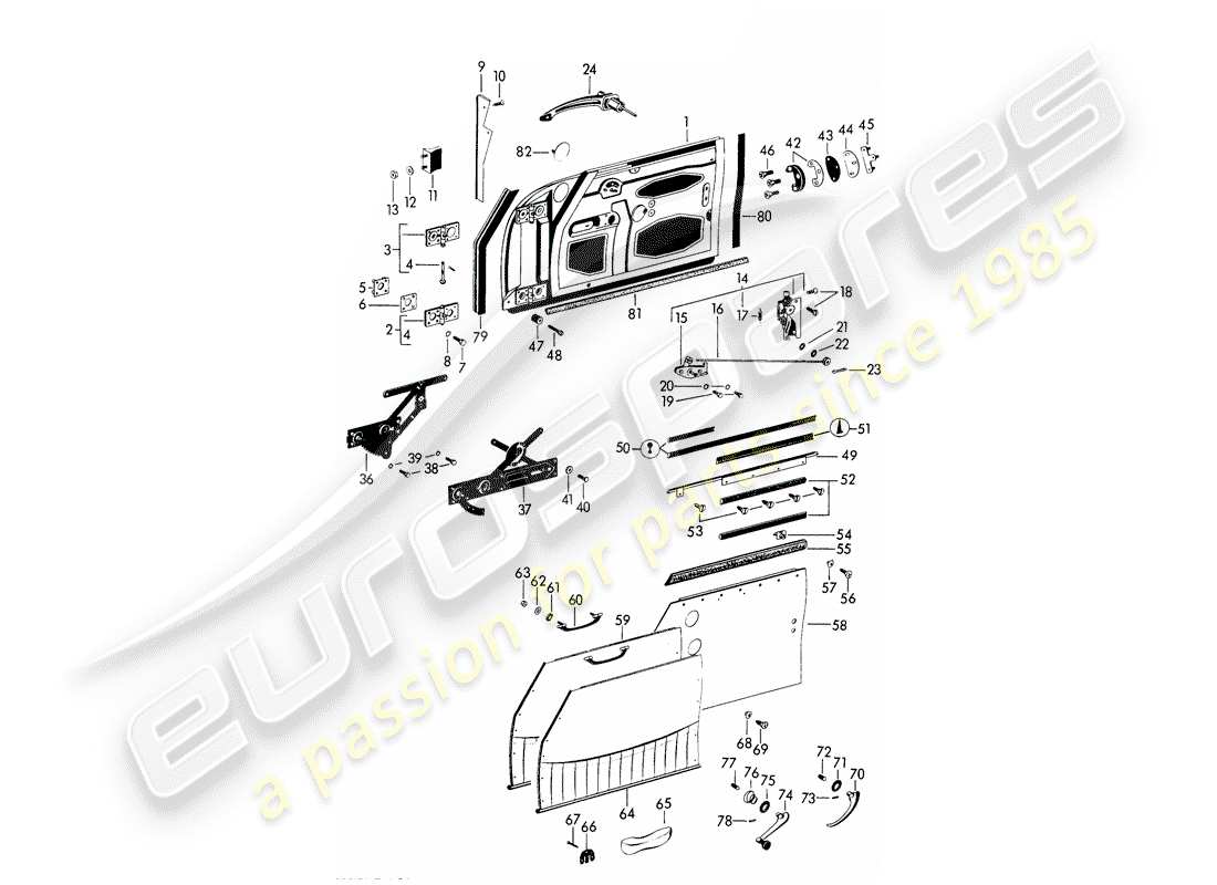 porsche 1960 (356b/356c) porta - con: - accessori schema delle parti