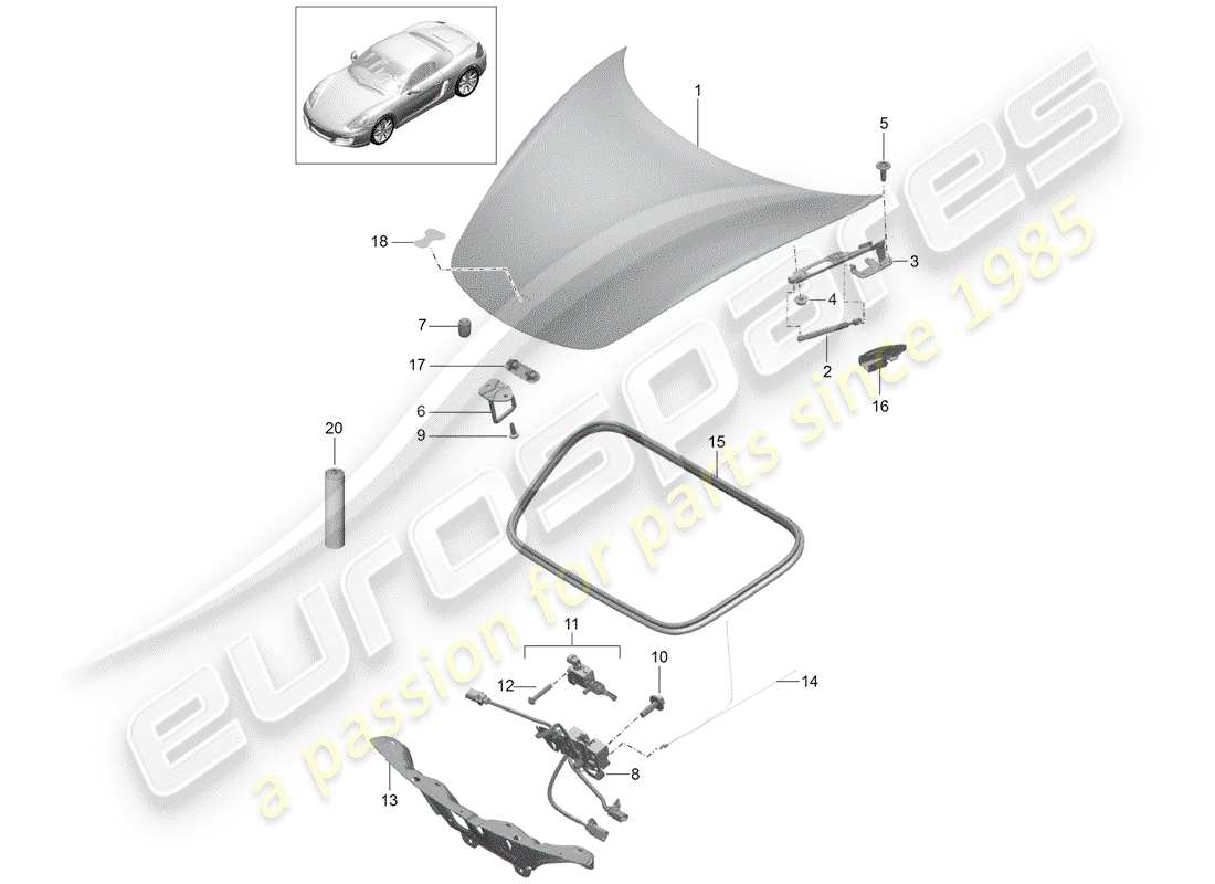 porsche 2014 (981 boxster) copertina diagramma delle parti