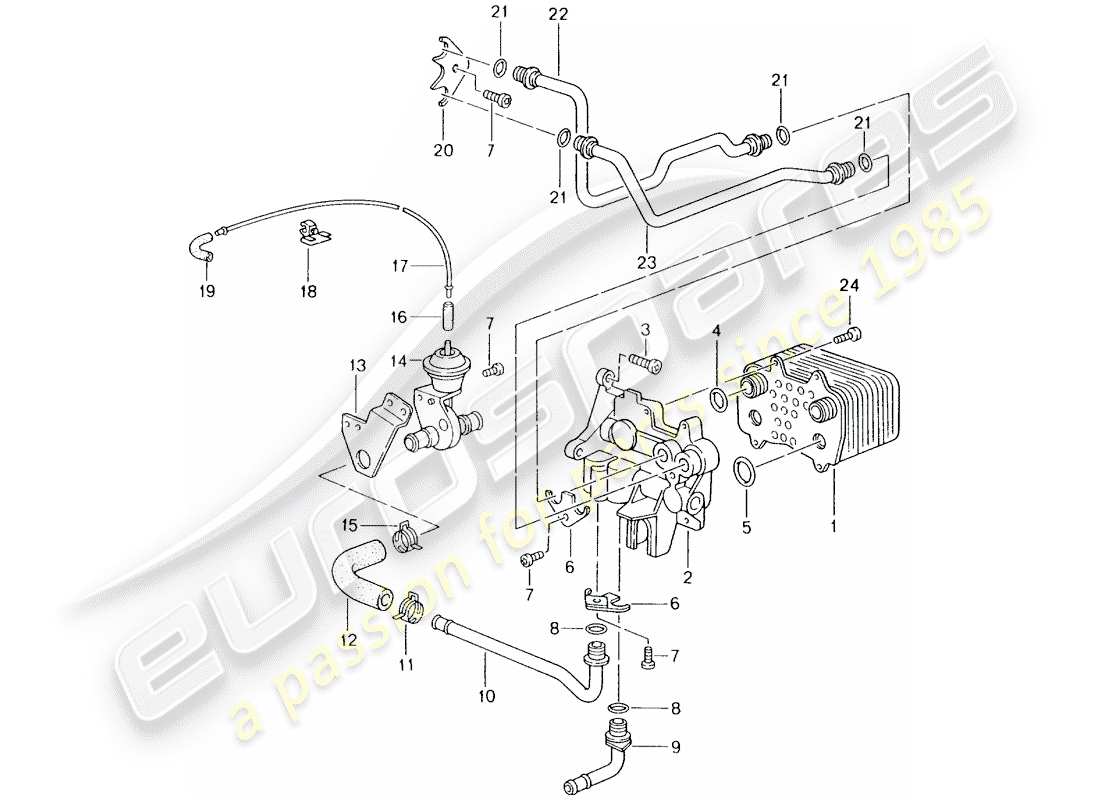 porsche 2001 (996) tiptronic - - radiatore olio ingranaggi - linea pressione olio per - raffreddamento olio ingranaggi - d >> - mj 2001 schema delle parti