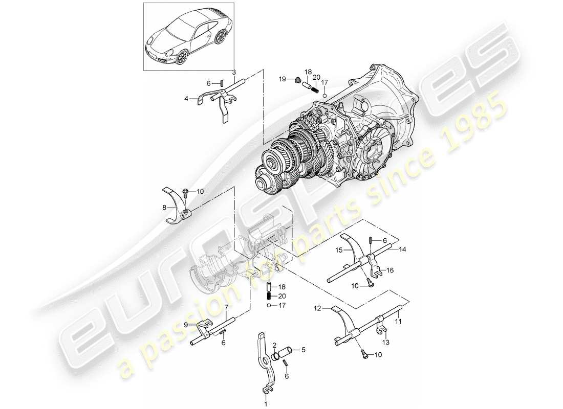 porsche 2012 (997-2) albero selettore diagramma delle parti