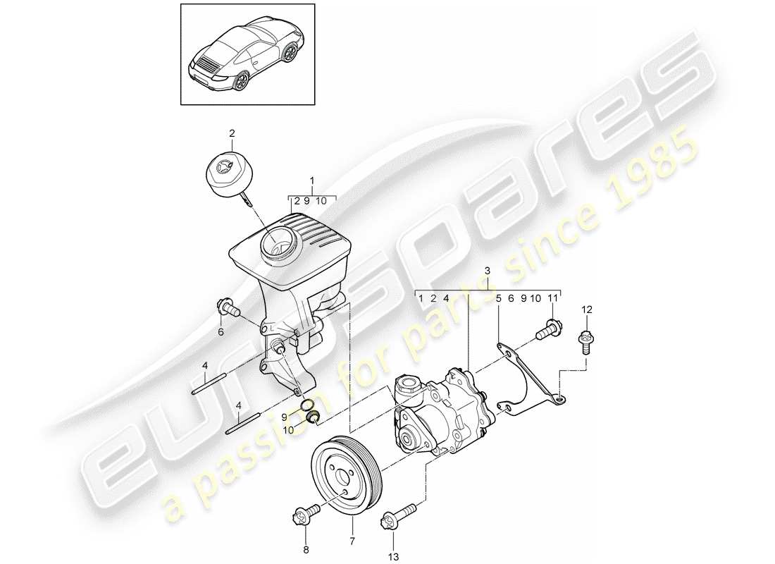 porsche 2012 (997-2) servosterzo diagramma delle parti