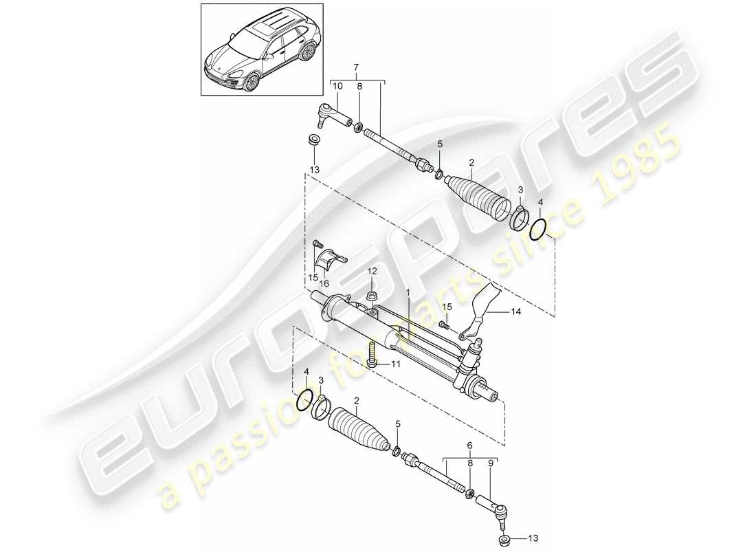 porsche 2014 (cayenne e2 92a) schema delle parti servosterzo