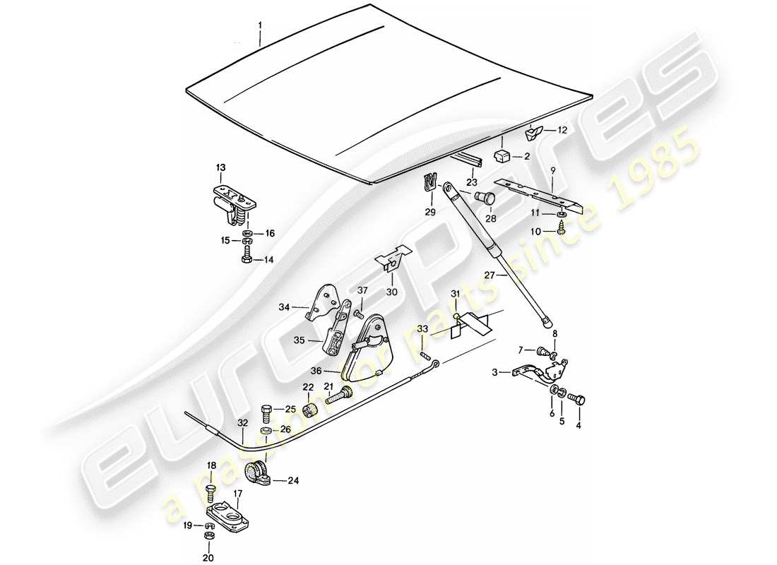 porsche 1986 (924s) coperchio - attuatore diagramma delle parti
